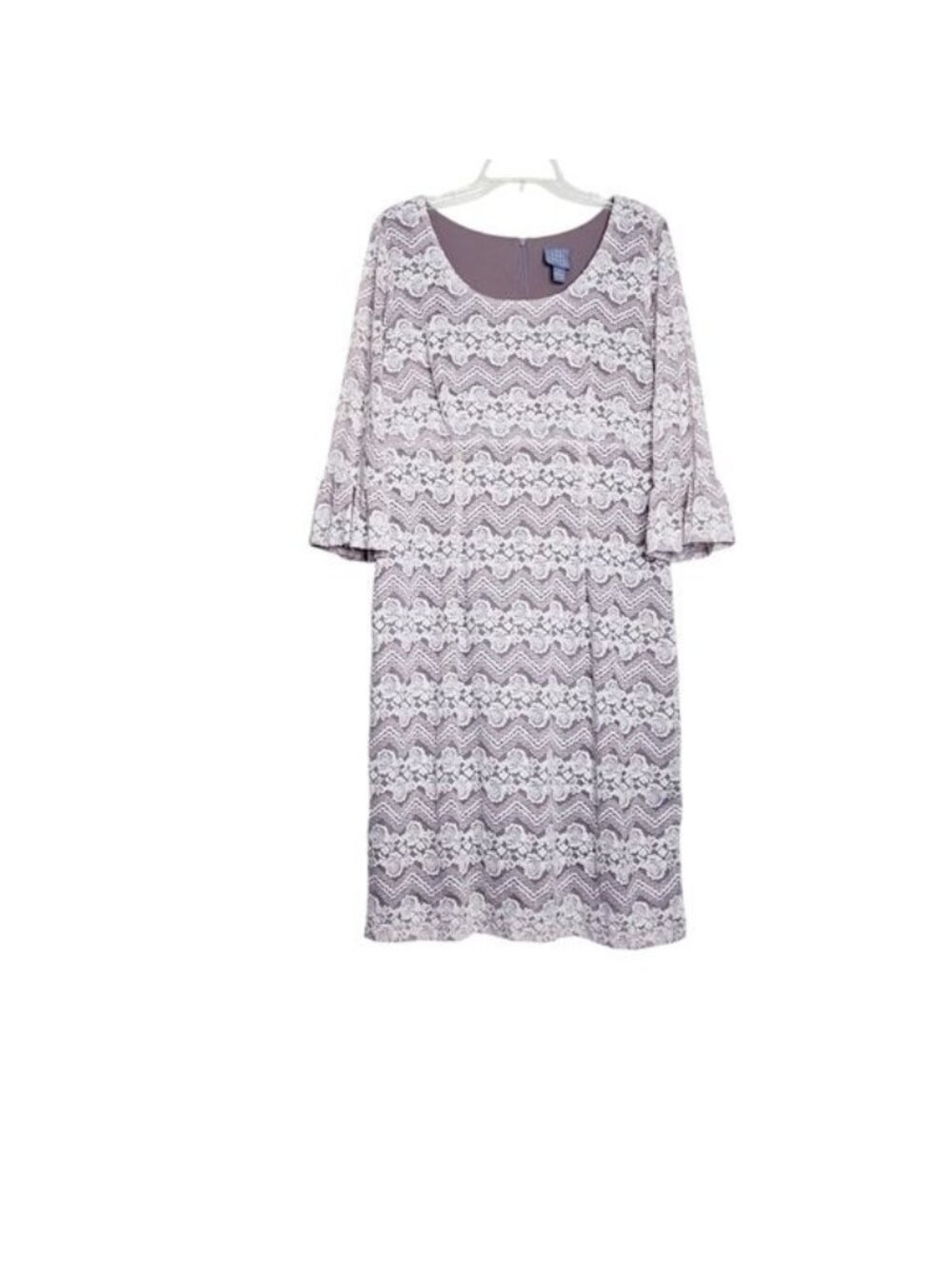 Rabbit Rabbit Rabbit Taupe & White Lace Flutter Bell Sleeve Dress Womens Size 14